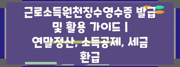 근로소득원천징수영수증 발급 및 활용 가이드 | 연말정산, 소득공제, 세금 환급