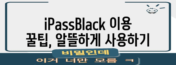 iPassBlack 활용 꿀팁 가이드, 더욱 편리하고 유용하게 사용하기