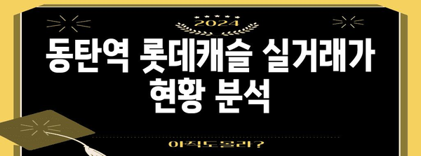 동탄역 롯데캐슬 실거래 기록 분석 | 부동산 시세 반등의 조짐