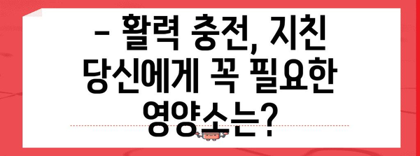 남성 건강 위한 필수 영양제 | 활력 충전과 걱정 해소