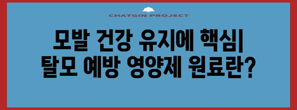 남성 탈모 예방에 필수적인 영양제 원료