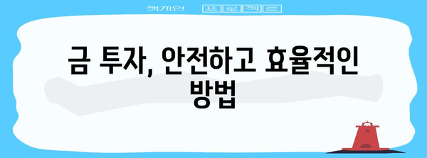 최소한의 리스크로 금투자의 가치 극대화