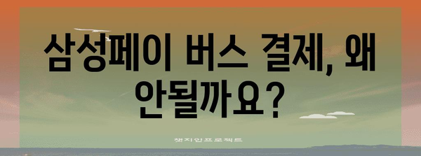 삼성페이 버스 결제 오류 해결 | 원인 분석 및 완벽 가이드