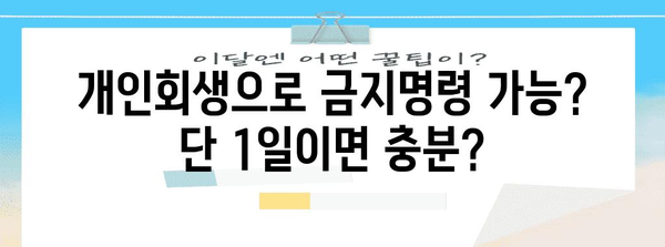 개인회생으로 금지명령 가능? 단 1일이면 충분?