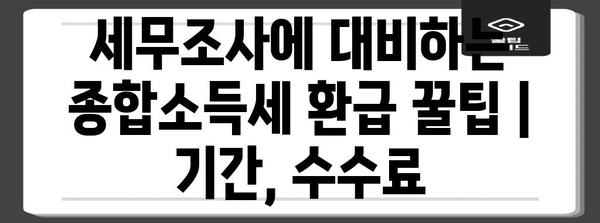 세무조사에 대비하는 종합소득세 환급 꿀팁 | 기간, 수수료