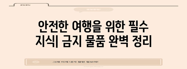 비행기 기내 금지 물품 총정리 | 편안하고 안전한 여행을 위한 필수 지식