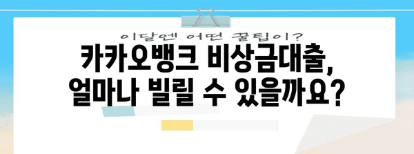 카카오뱅크 비상금대출 & 마이너스통장 가이드 | 조건과 연장 방법