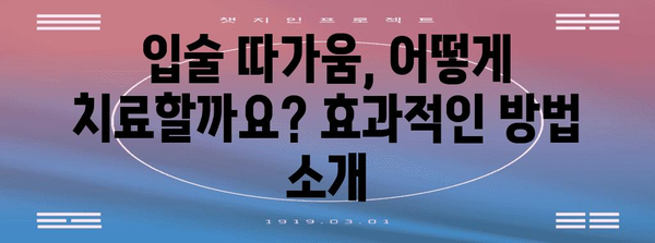 입술 따가움의 숨겨진 원인 파헤치기 | 증상, 원인, 치료법