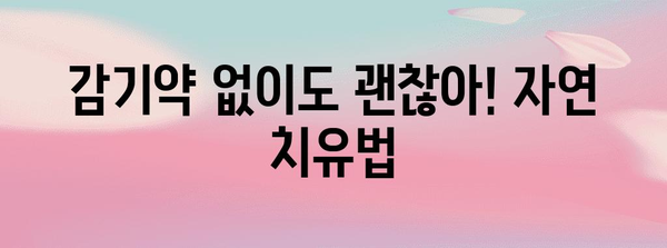 감기 완치 위한 팁 | 졸림 없는 대안 소개