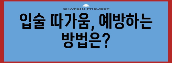 입술 따가움의 숨겨진 원인 파헤치기 | 증상, 원인, 치료법