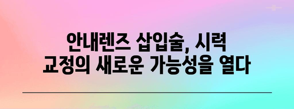 시력 교정 새로운 지평 | 안내렌즈 삽입술 후기 및 전문가 분석