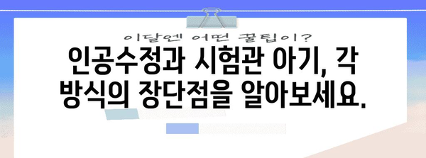 불임 극복, 인공수정 vs 시험관 아기 성공률 비교